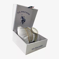 U.S. Polo Assn. Womens Two Tone 2-pc. Watch Boxed Set Usc6027jc