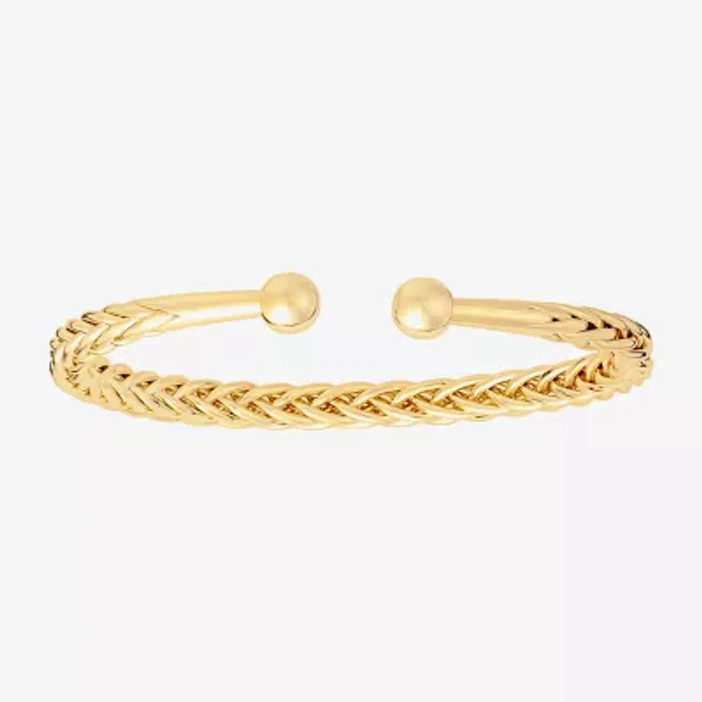 Silver Reflections 14K Gold Over Brass Cuff Bracelet