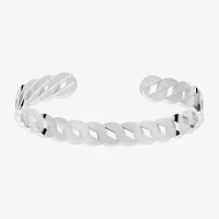 Silver Reflections Curb Chain Pure Silver Over Brass Cuff Bracelet