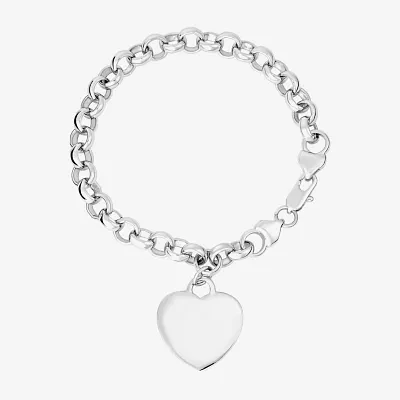 Silver Reflections Pure Silver Over Brass Heart Charm Bracelet