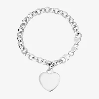 Silver Reflections Pure Silver Over Brass Heart Charm Bracelet