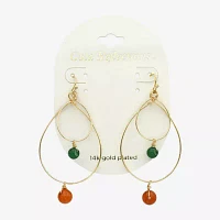 Gold Reflections Orbital Agate 14K Gold Over Brass Drop Earrings