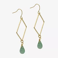 Gold Reflections Jasper 14K Gold Over Brass Square Drop Earrings