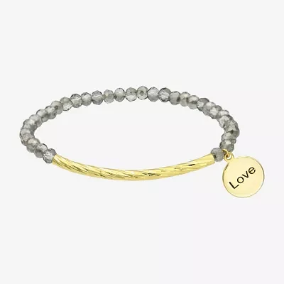 Gold Reflections Love Crystal 14K Gold Over Brass 7.5 Inch Round Beaded Bracelet