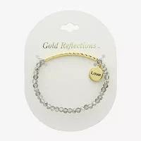 Gold Reflections Love Crystal 14K Gold Over Brass 7.5 Inch Round Beaded Bracelet