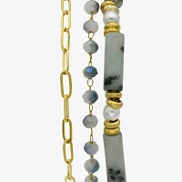 Gold Reflections 3-pc. Crystal 14K Gold Over Brass 7.5 Inch Bead Bracelet Set