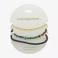 Gold Reflections 3-pc. Crystal 14K Gold Over Brass 7.5 Inch Bead Bracelet Set