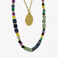 Gold Reflections 2-pc. Lapis 14K Gold Over Brass 16 Inch Bead Evil Eye Necklace Set