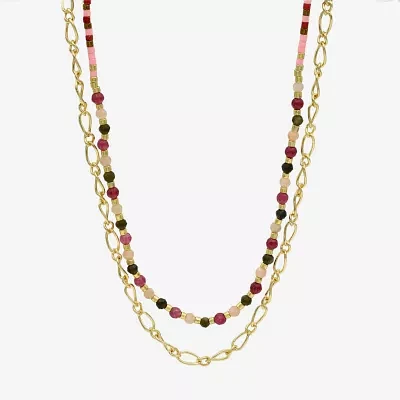 Gold Reflections 2-pc. Topaz 14K Gold Over Brass 16 Inch Bead Necklace Set