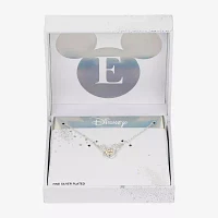 Disney Classics Initial Cubic Zirconia 14K Gold Over Brass Pure Silver 16 Inch Cable Mickey Mouse Pendant Necklace