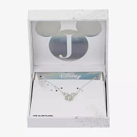 Disney Classics Initial Cubic Zirconia 14K Gold Over Brass Pure Silver 16 Inch Cable Mickey Mouse Pendant Necklace