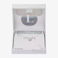 Disney Classics Initial Cubic Zirconia 14K Gold Over Brass Pure Silver 16 Inch Cable Mickey Mouse Pendant Necklace