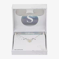 Disney Classics Initial Cubic Zirconia 14K Gold Over Brass Pure Silver Over Brass 16 Inch Cable Mickey Mouse Pendant Necklace