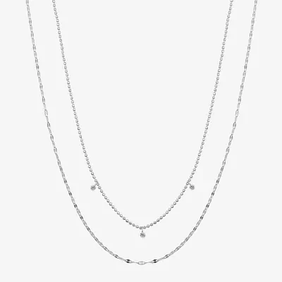 Moda Sport Hypoallergenic Water-Resistant Cubic Zirconia Stainless Steel 16 Inch Bead Chain Necklace