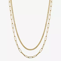 Moda Sport Hypoallergenic Water-Resistant 14K Gold Over Stainless Steel 16 Inch Curb Chain Necklace