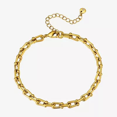 Moda Sport Hypoallergenic Water-Resistant 14K Gold Over Stainless Steel Link Chain Bracelet