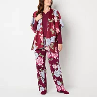 Liz Claiborne Womens Long Sleeve 4-pc. Pant Pajama Set