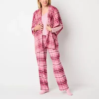 Liz Claiborne Womens Long Sleeve 4-pc. Pant Pajama Set