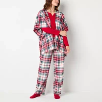 Liz Claiborne Womens Long Sleeve 4-pc. Pant Pajama Set