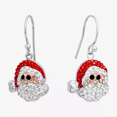 Sparkle Allure Santa Claus Crystal Pure Silver Over Brass Drop Earrings