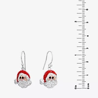 Sparkle Allure Santa Claus Crystal Pure Silver Over Brass Drop Earrings