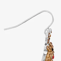 Sparkle Allure Reindeer Crystal Pure Silver Over Brass Drop Earrings