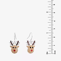 Sparkle Allure Reindeer Crystal Pure Silver Over Brass Drop Earrings