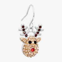 Sparkle Allure Reindeer Crystal Pure Silver Over Brass Drop Earrings