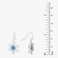 Sparkle Allure Crystal Pure Silver Over Brass Snowflake Drop Earrings