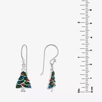 Sparkle Allure Christmas Tree Crystal Pure Silver Over Brass Drop Earrings