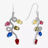 Sparkle Allure Holiday String Lights Crystal Pure Silver Over Brass Drop Earrings