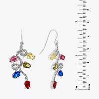 Sparkle Allure Holiday String Lights Crystal Pure Silver Over Brass Drop Earrings