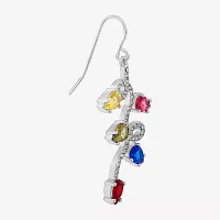 Sparkle Allure Holiday String Lights Crystal Pure Silver Over Brass Drop Earrings