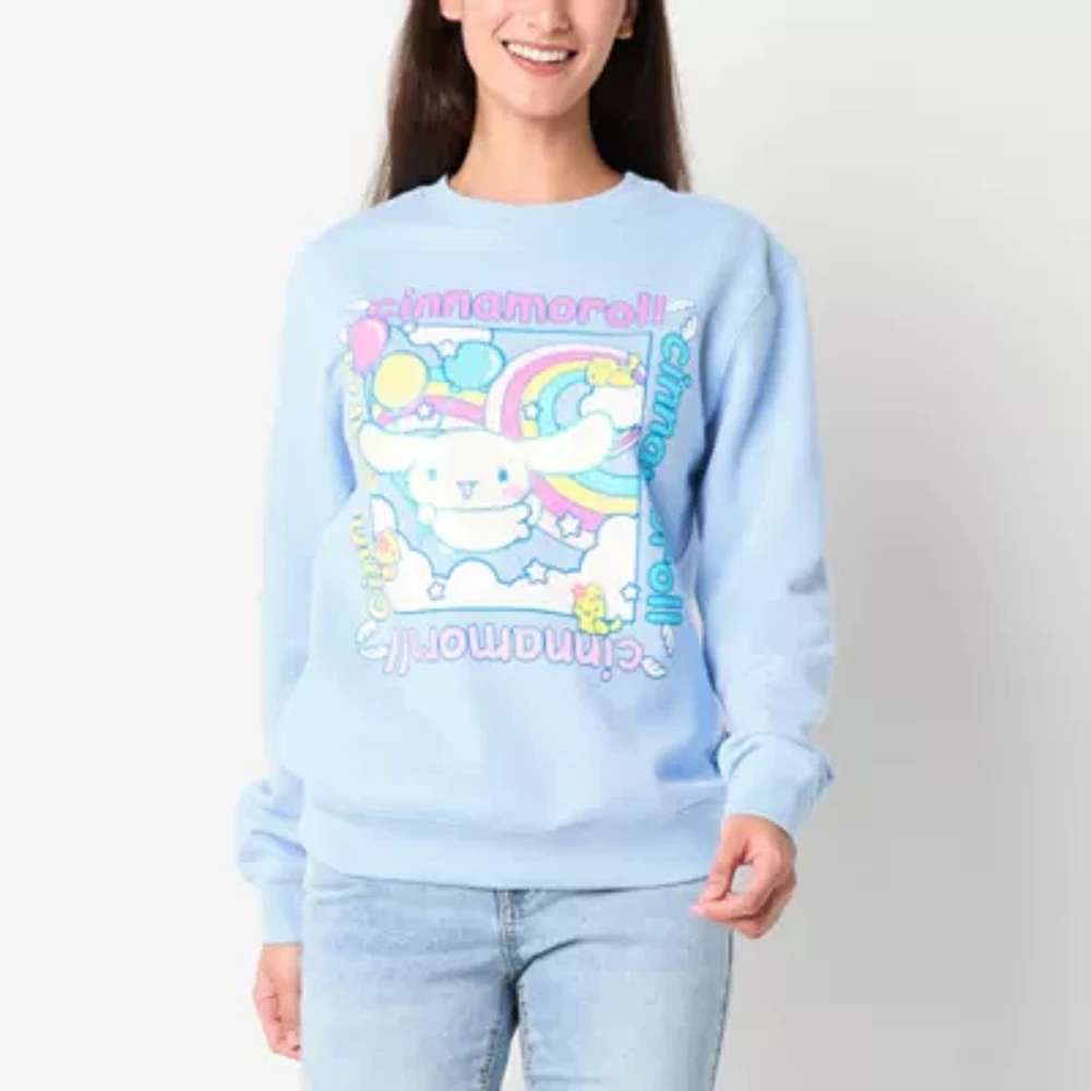 Juniors Cinnamoroll Oversized Sweatshirt Womens Crew Neck Long Sleeve