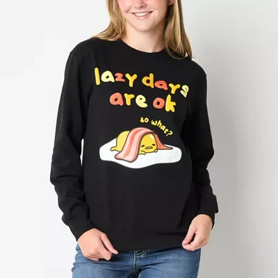 Juniors Gudetama Womens Crew Neck Long Sleeve Sweatshirt