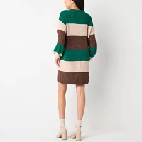 by&by Womens Long Sleeve Striped Sweater Dress Juniors