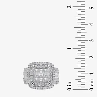 Womens 3 CT. T.W. Natural White Diamond 10K White Gold Cushion Side Stone Halo Engagement Ring