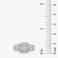 (I / SI2) Womens 1 CT. T.W. Lab Grown White Diamond 10K or 14K Gold Cushion Side Stone Halo Engagement Ring