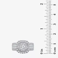 (I / I1) Womens 2 CT. T.W. Lab Grown White Diamond 10K or 14K Gold Cushion Side Stone Halo Engagement Ring