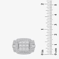 Womens 4 CT. T.W. Natural White Diamond 10K White Gold Cushion Halo Engagement Ring