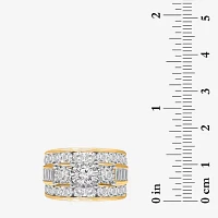 Womens 4 CT.T.W. Natural Diamond Gold Round Side Stone 3-Stone Engagement Ring