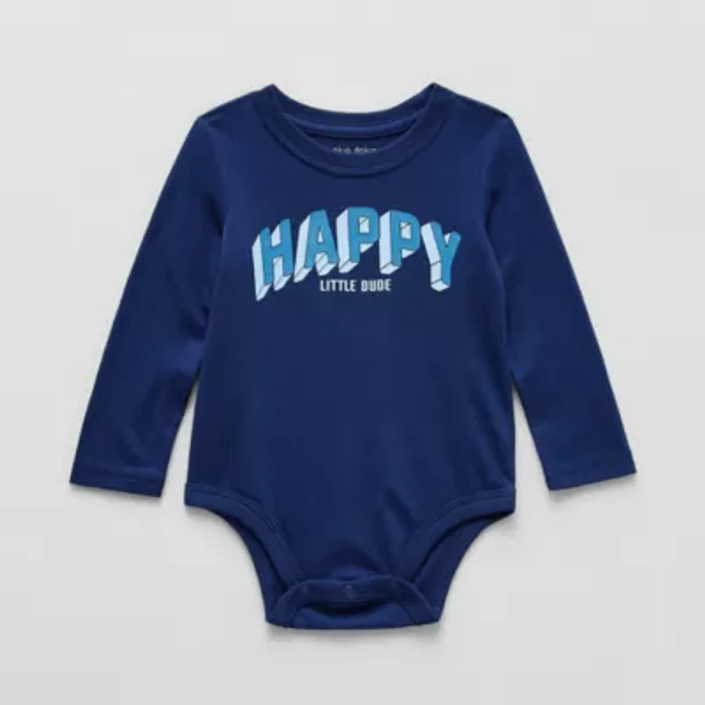 Okie Dokie Baby Boys Round Neck Long Sleeve Bodysuit