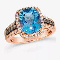 Le Vian® Ring featuring Blue Topaz Chocolate Diamonds® Nude Diamonds™ set in 14K Strawberry Gold®