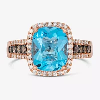 Le Vian® Ring featuring Blue Topaz Chocolate Diamonds® Nude Diamonds™ set in 14K Strawberry Gold®