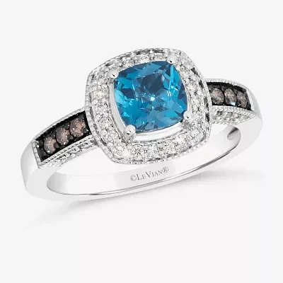 Le Vian® Ring featuring Deep Sea Blue Topaz™ Chocolate Diamonds® Nude Diamonds™ set in 14K Vanilla Gold®