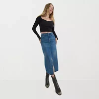 Wrangler Womens Midi Denim Skirt