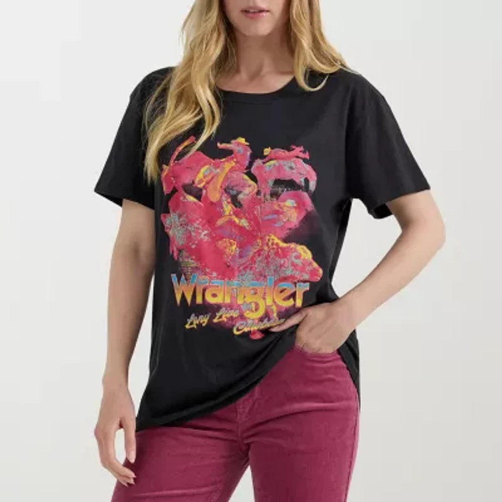 Wrangler Womens Crew Neck Short Sleeve Graphic T-Shirt