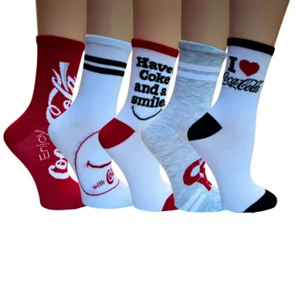 Coca Cola 5 Pair Crew Socks Womens