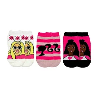 Little & Big Girls 3 Pair Barbie Cozy Low Cut Socks