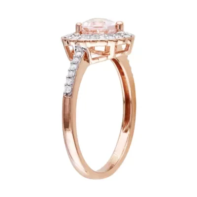 Genuine Morganite and Diamond 10K Rose Gold Heart Ring